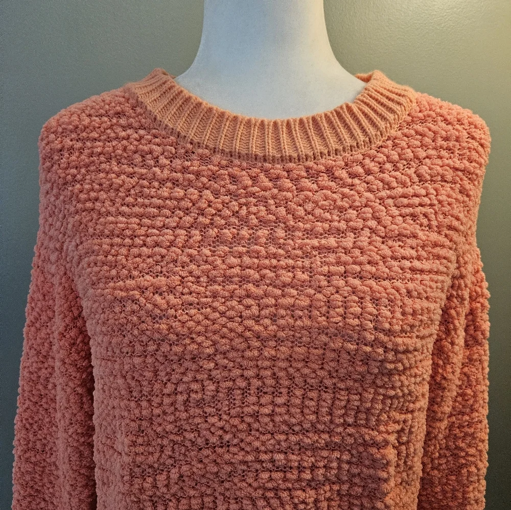 Lauren Conrad Cozy Coral Textured Women's Size Small S Crew Neck Sweater